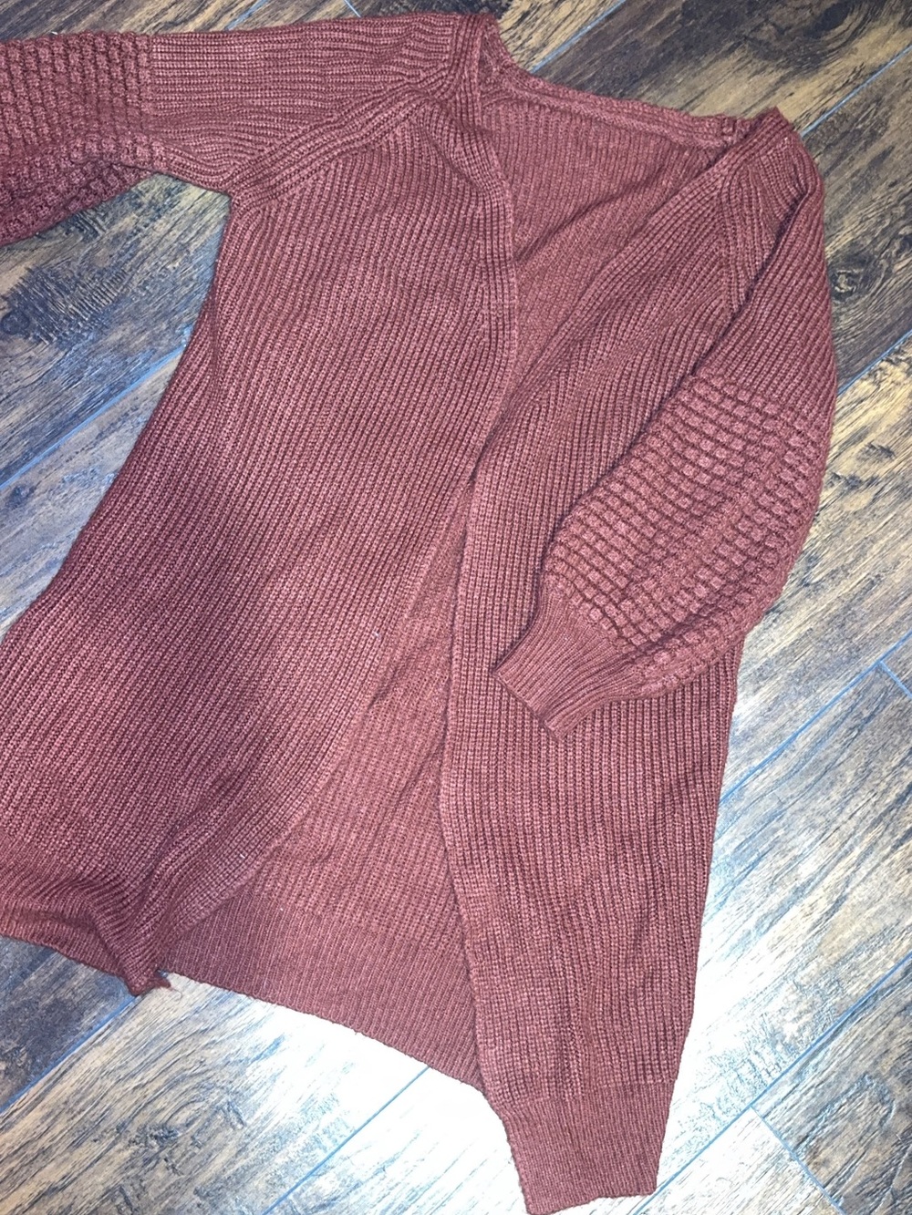 Rust Knit Open-Front Women's Cardigan Sweater